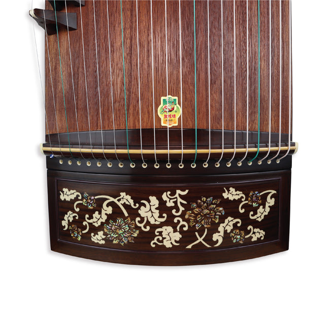 Special Edition Exquisite Premium Indonesian Black Rosewood Shell Inlay "Wondrous Blossom" 21# Guzheng by Shanghai Dunhuang Yichang