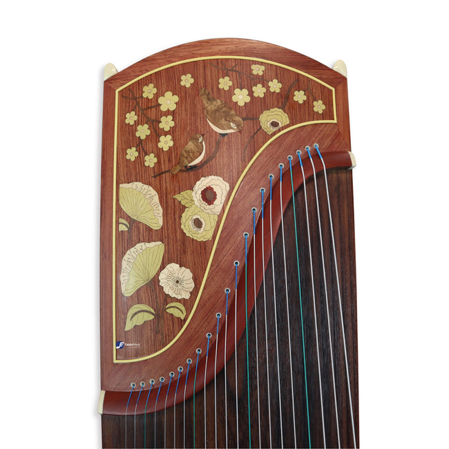 Special Edition Concert African Padauk Shell Inlay "Birds of Spring" 21# Guzheng by Shanghai Dunhuang Yichang