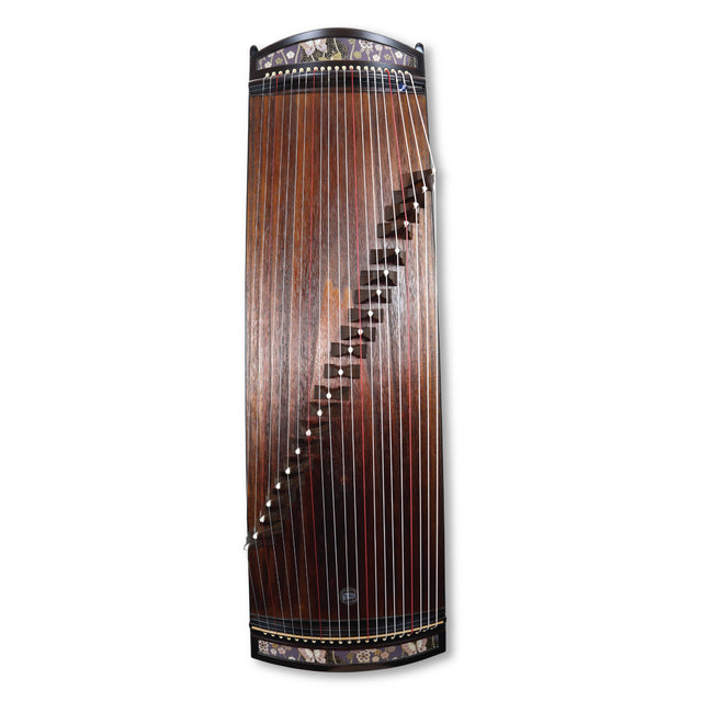 Premium Black Sandalwood Portable Floral Design Guzheng by Zheng He