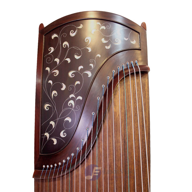 Yellow Sandalwood Guzheng with Pearl Vine Design by Yun