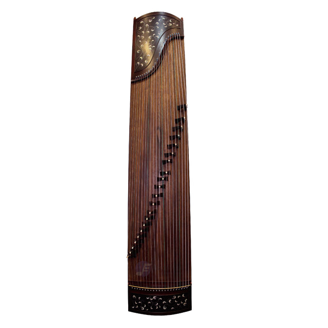 Yellow Sandalwood Guzheng with Pearl Vine Design by Yun