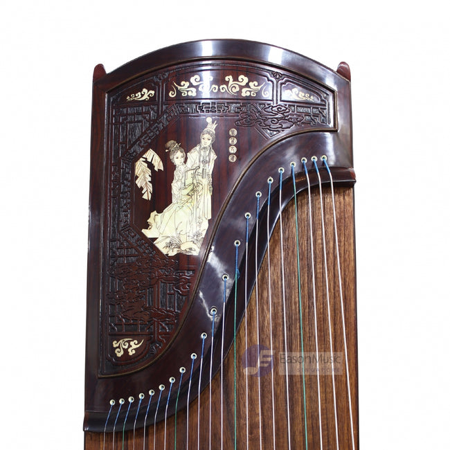 Exquisite Yellow Sandalwood "Reading Lovers" 21# Guzheng by Shanghai Dunhuang Yun