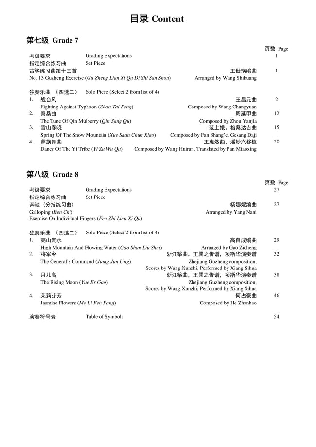 Guzheng Teng CI Examination Grades 7-8