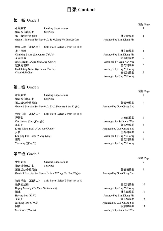 Zhongyin Sheng Teng CI Examination Grades 1-3