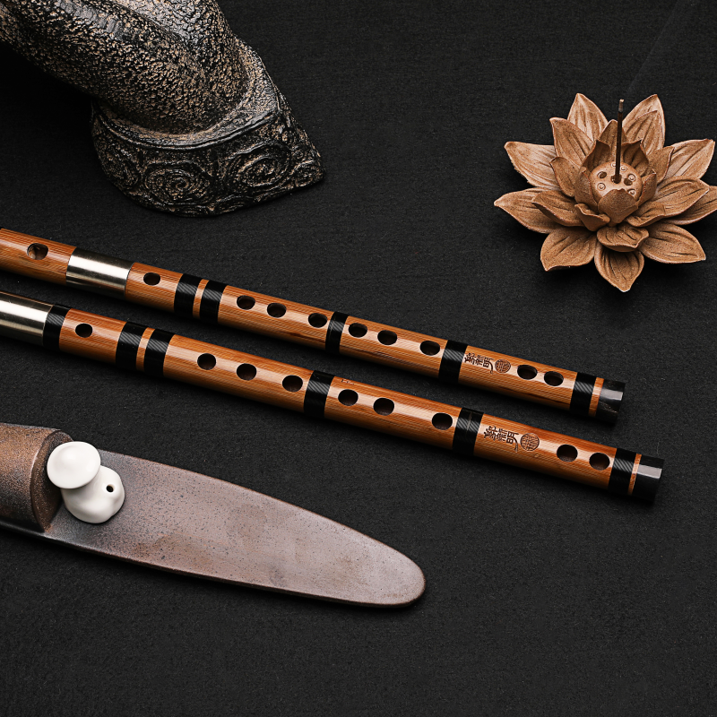 High-End Dizi with Double Slots by Guo Xinming — White Copper joint visible
