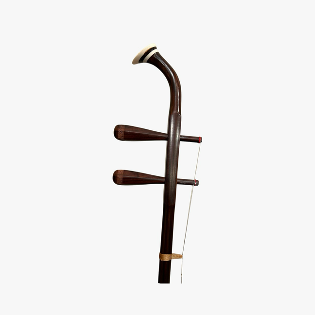 Ming Qing Aged Rosewood Erhu by Yu Kai Ming - Classic Curved headstock, side view