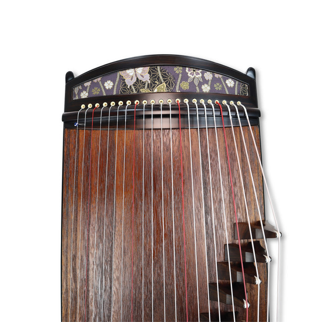 Premium Black Sandalwood Portable Floral Design Guzheng by Zheng He