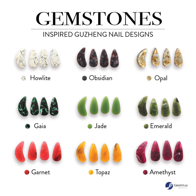 Gemstone-Inspired Composite Guzheng Nails